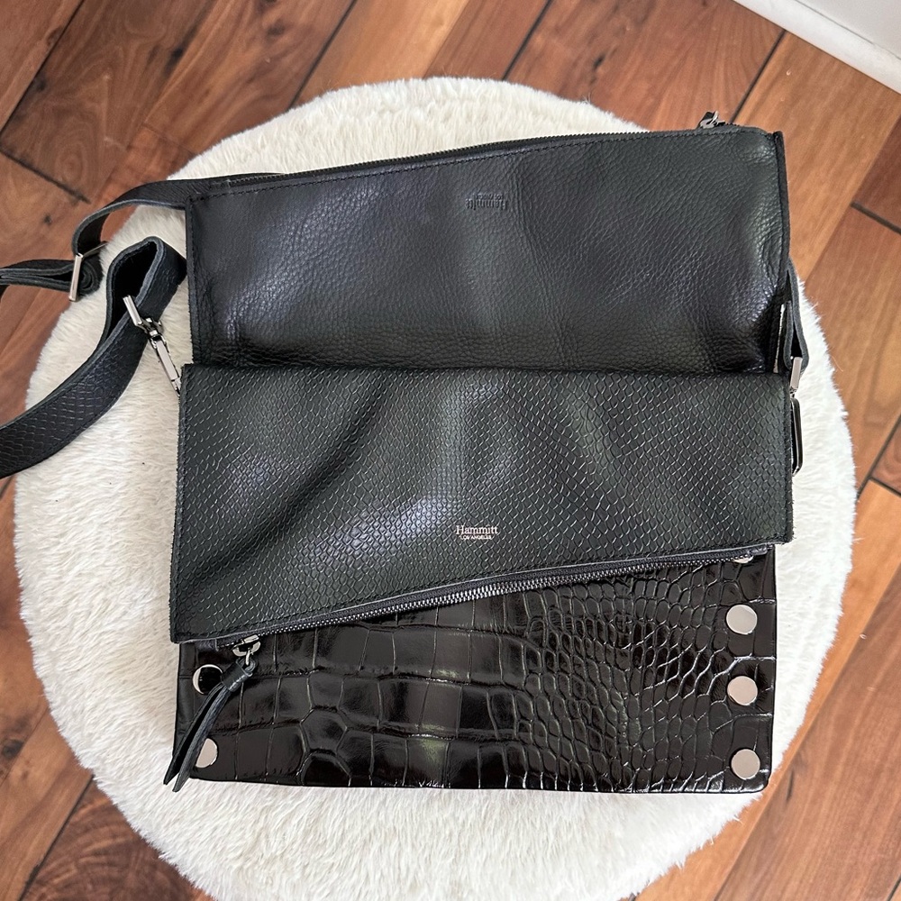 Hammitt Dillon Black Leather 6 Way Flap Medium Bag - Picture 4 of 12